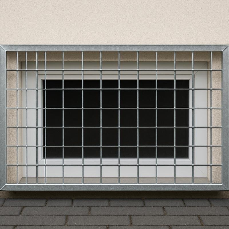 Eine Detailansicht von einem Schutzgitter für Kellerfenster