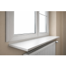 Sprela Fensterbank Profil 107 - Weiß, Radius 3 mm oben und unten, Träger Span P3 E1