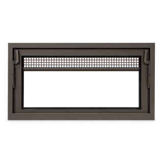 Heizraumfenster mit 4 mm Einfachglas und Dauerbelüftung - Breite:  600 x Höhe: 400 braun Lochblech: OBEN