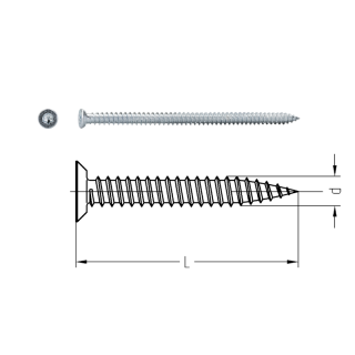 Fensterrahmenschrauben I-Stern Senkkopf 11 mm I-30 7,5 x 152 50 Stück