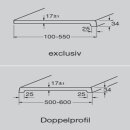 Werzalit Fensterbank Exclusiv Puntinella, Tiefe:  550 mm x Länge: 1000 mm mit ABS Längs- & Seitenkanten