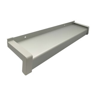 Aluminium Fensterbank silber EV1 Tiefe: 180 mm x Rasterlänge: 1300 mm Kunststoffgleitabschluss (Paar)