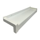 Aluminium Fensterbank weiß, Ausladung: 50 mm, Rasterlänge: 1900 mm Kunststoffgleitabschluss (Paar)
