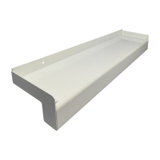 Aluminium Fensterbank weiß, Ausladung: 90 mm, Rasterlänge: 600 mm Aluminiumabschluss ohne Putzkante (Paar)