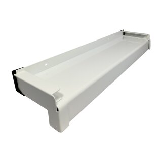 Aluminium Fensterbank weiß, Ausladung: 130 mm, Rasterlänge: 1600 mm Aluminiumgleitabschluss (Paar)