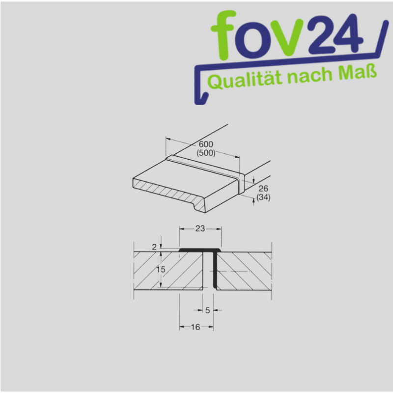 Product Image for FB-Verbindungsprofil für exclusiv Fensterbänke 600 / 34 mm Aluminium