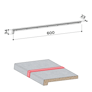 FB-Verbindungsprofil für exclusiv Fensterbänke 600 / 34 mm Aluminium creme lackiert