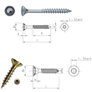 Spanplattenschraube Dresselhaus JD-79 mit Torx Antrieb gelb verzinkt 4,5 x 70 mm 200 Stück